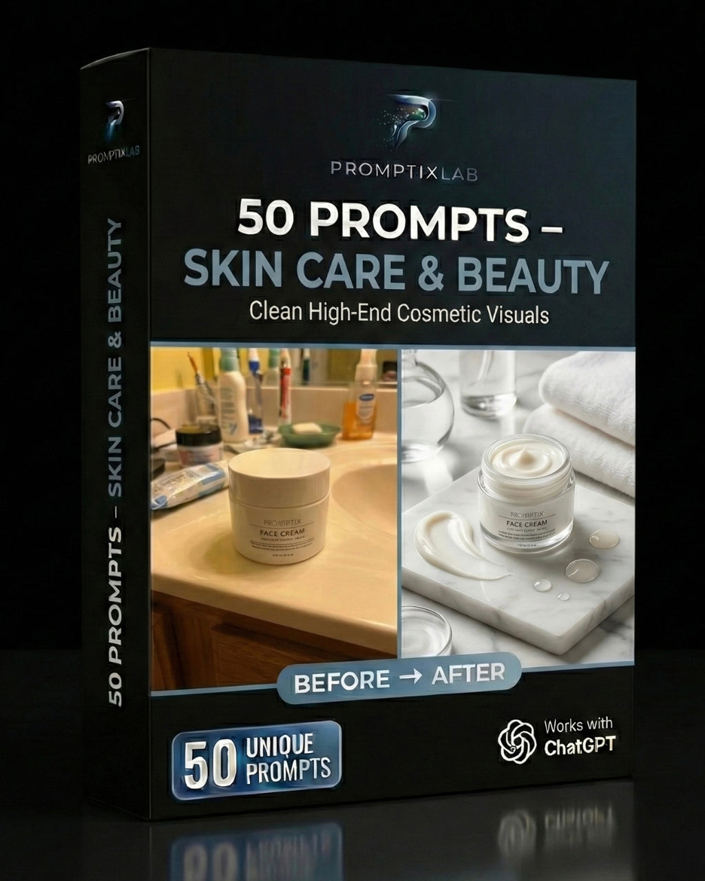 50 PROMPTS – SKIN CARE & BEAUTY EDITION – Cosmética con estética de anuncio de revista