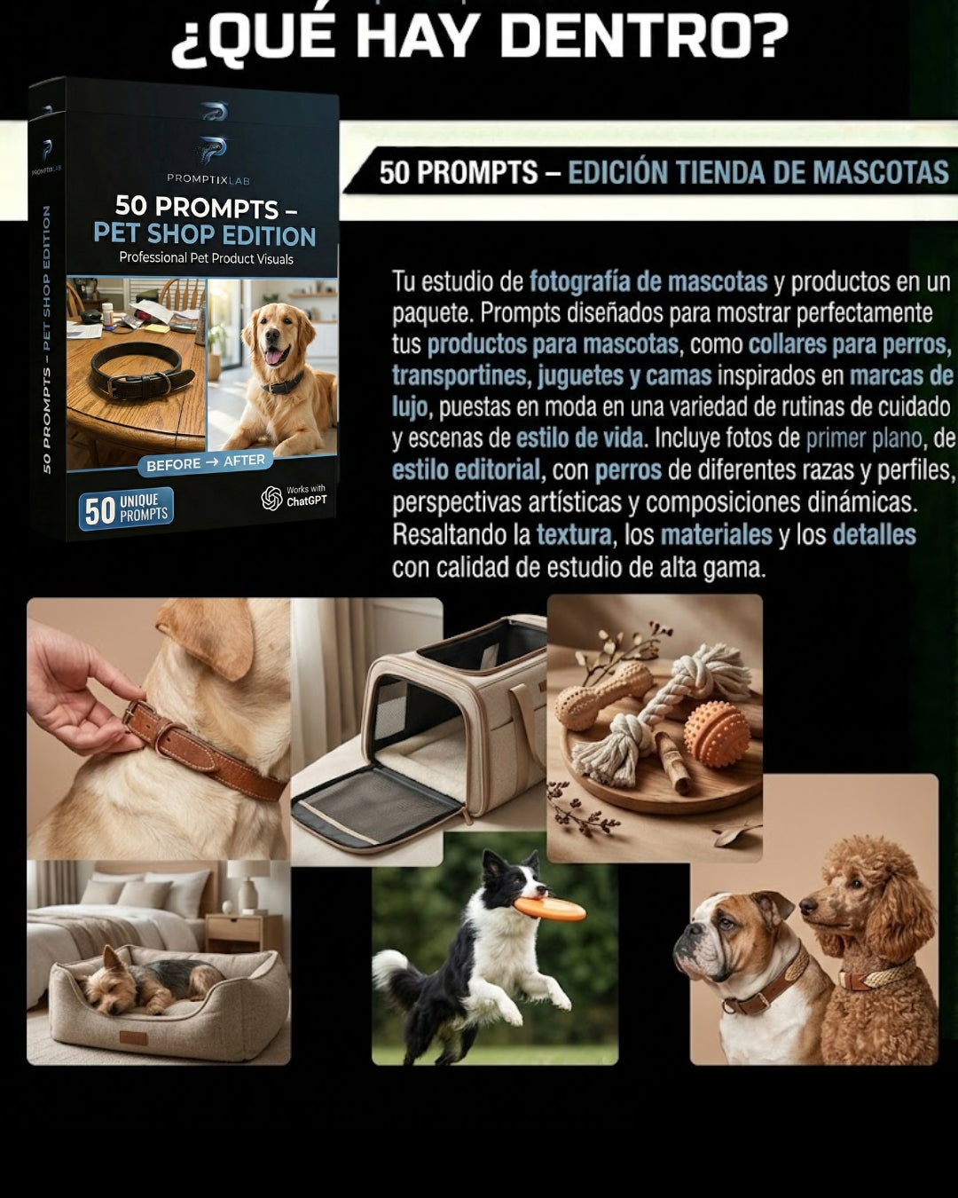 50 PROMPTS – PET SHOP EDITION – Productos para mascotas con imagen de marca premium