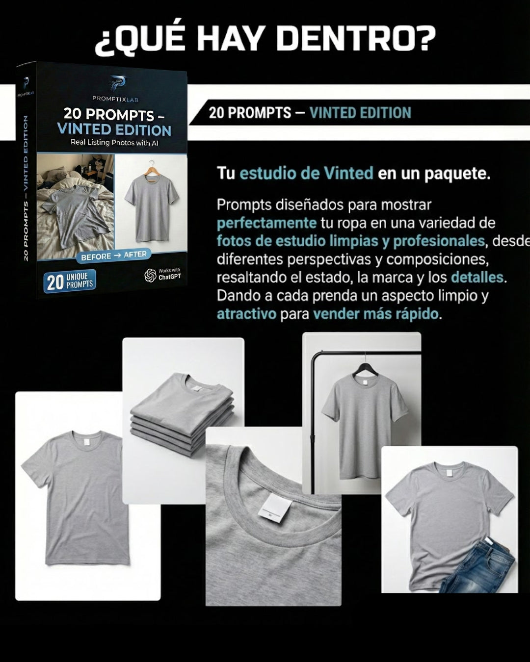 20 PROMPTS – VINTED EDITION – Convierte fotos caseras en imagenes que venden