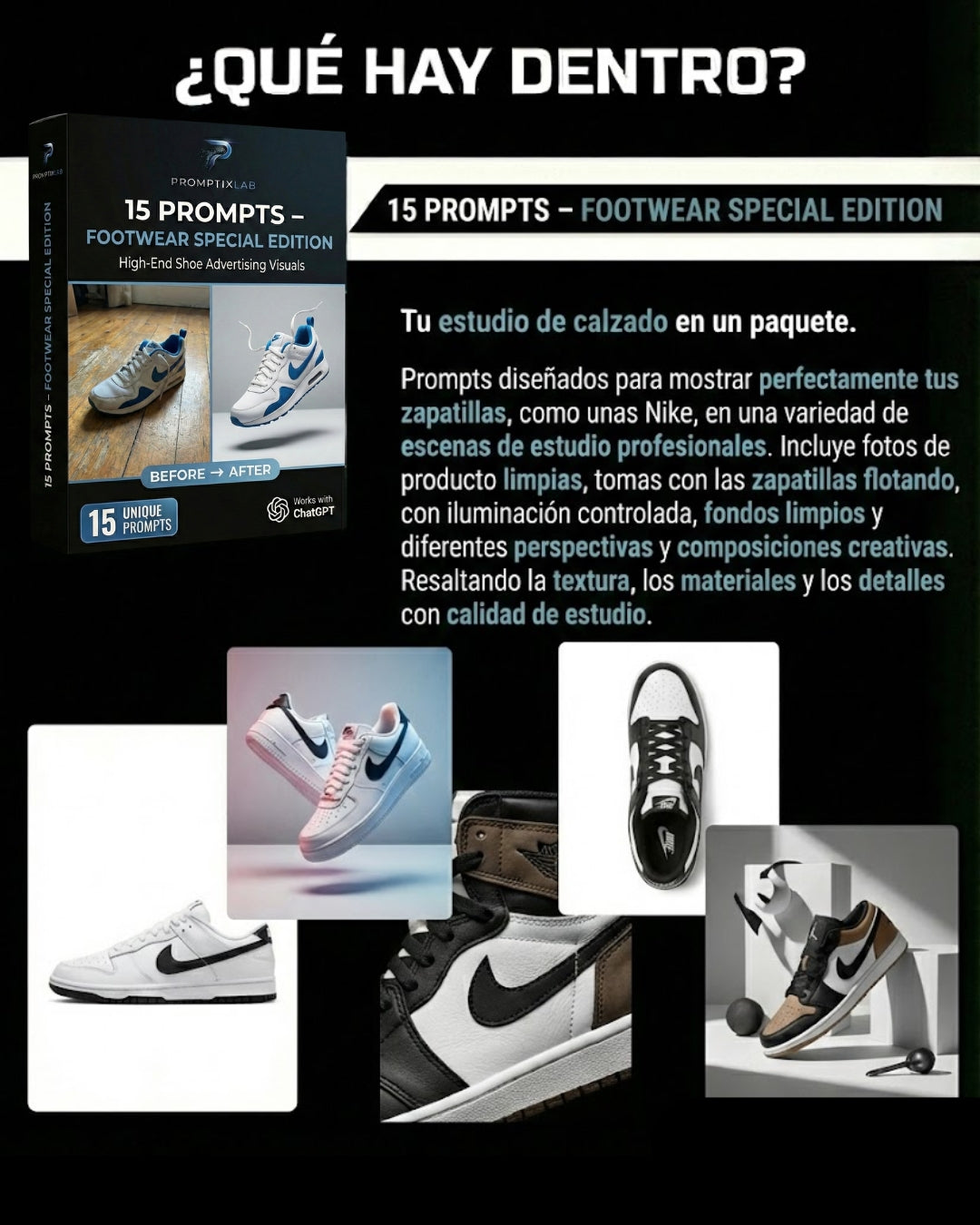 15 PROMPTS – FOOTWEAR SPECIAL EDITION – El acabado visual que separa marcas normales de marcas pro