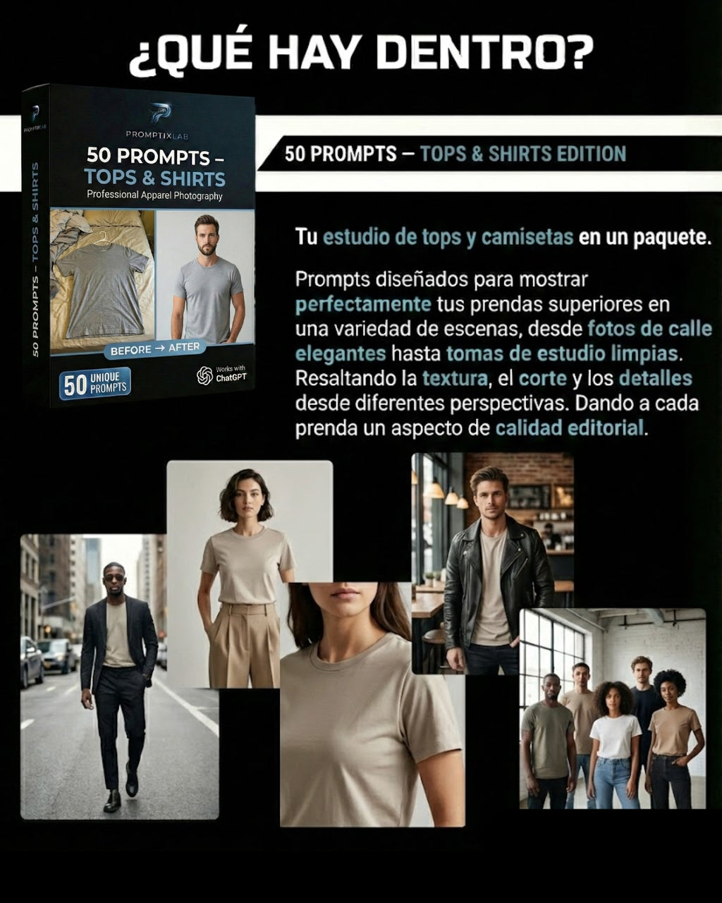 50 PROMPTS – TOPS & SHIRTS EDITION – Imágenes irresistibles para camisetas y tops
