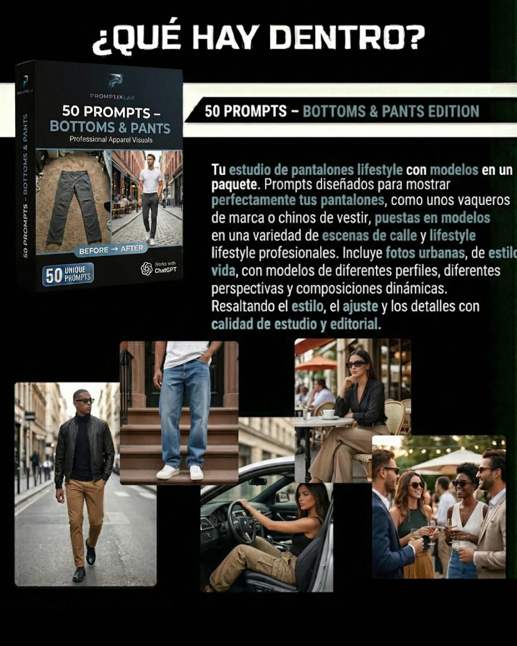 50 PROMPTS – BOTTOMS & PANTS EDITION – Imágenes con modelos