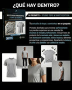 30 PROMPTS – STUDIO TOPS & SHIRTS EDITION – Fotografía limpia y profesional de estudio