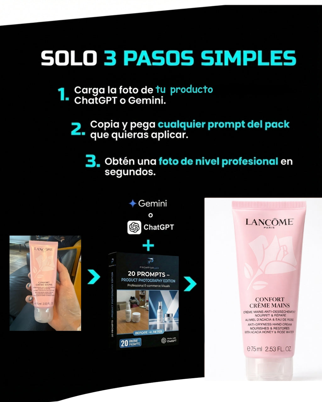 20 PROMPTS – PRODUCT PHOTOGRAPHY EDITION – Fotos de producto hechas en estudio