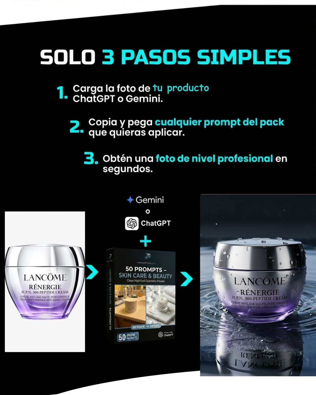 50 PROMPTS – SKIN CARE & BEAUTY EDITION – Cosmética con estética de anuncio de revista