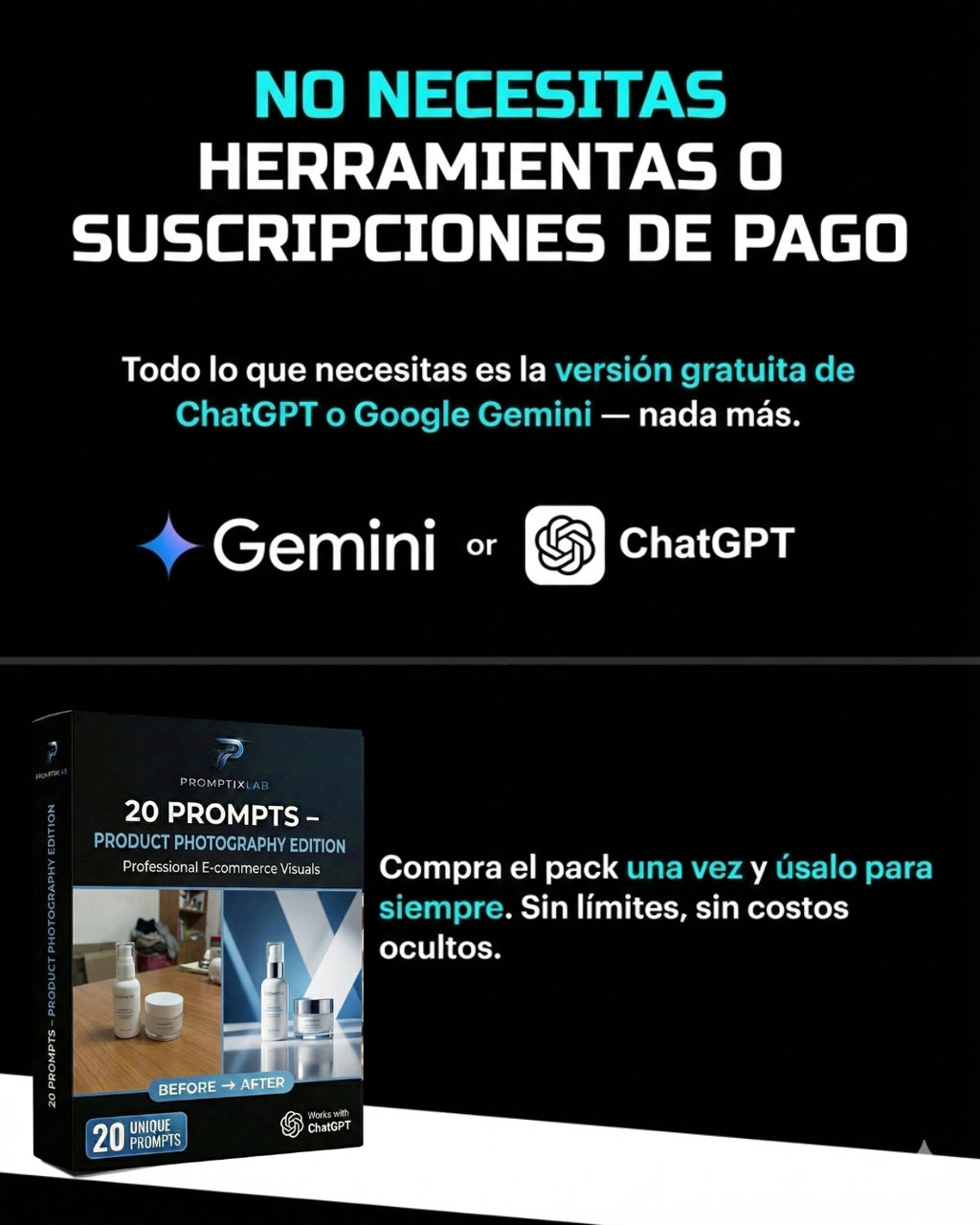 20 PROMPTS – PRODUCT PHOTOGRAPHY EDITION – Fotos de producto hechas en estudio