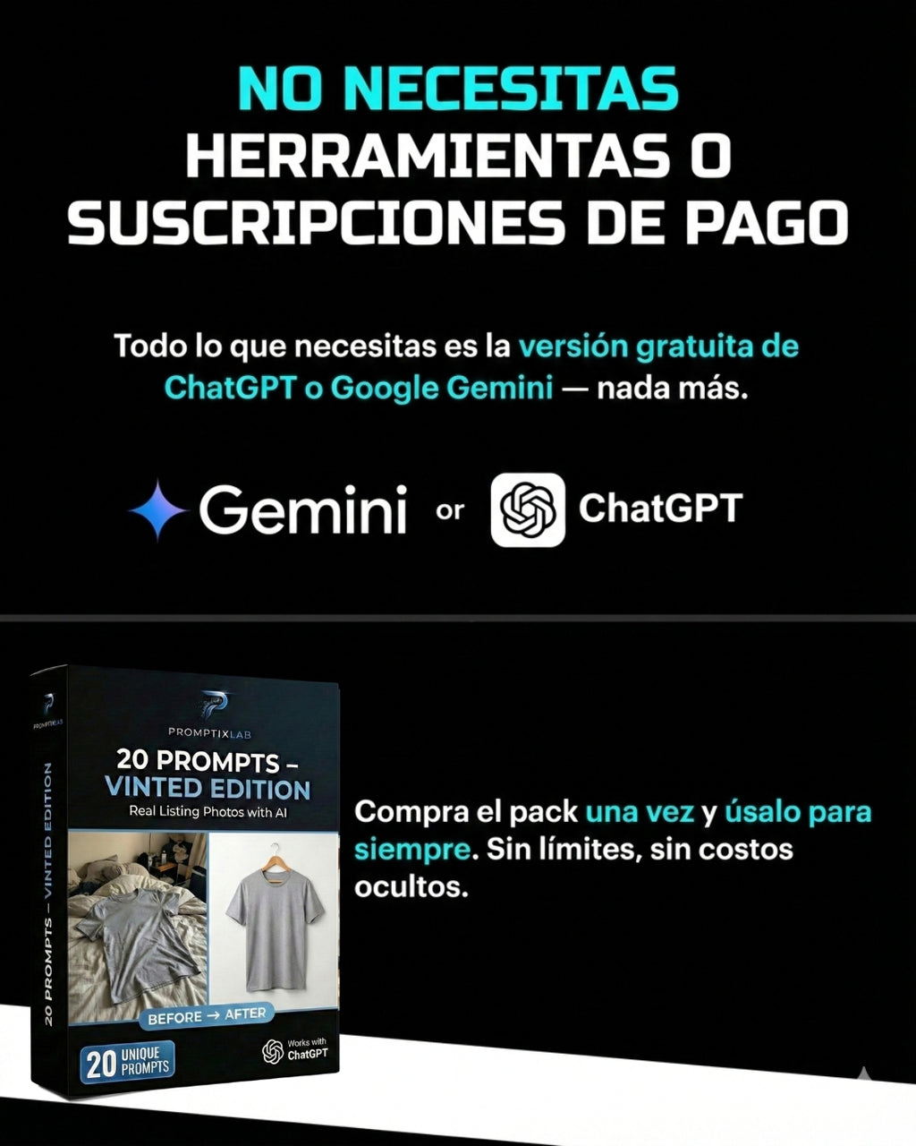 20 PROMPTS – VINTED EDITION – Convierte fotos caseras en imagenes que venden