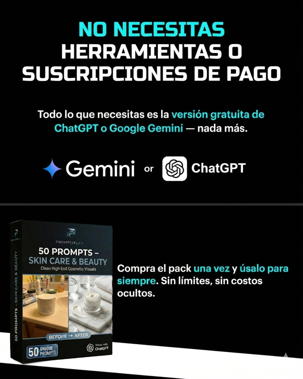 50 PROMPTS – SKIN CARE & BEAUTY EDITION – Cosmética con estética de anuncio de revista